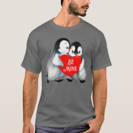 Camiseta Pinguin Hug Heart Personalize Texto Algodão Coraçã