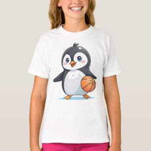 Camiseta Pinguin Jogando Um Basquete