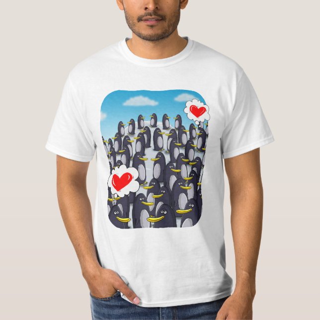 Camiseta Pinguin Love para Dias de os namorados. Presente d (Frente)