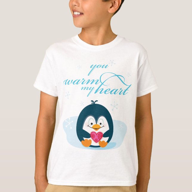 Camiseta PINGUIN "você aquece meu coração" (Frente)