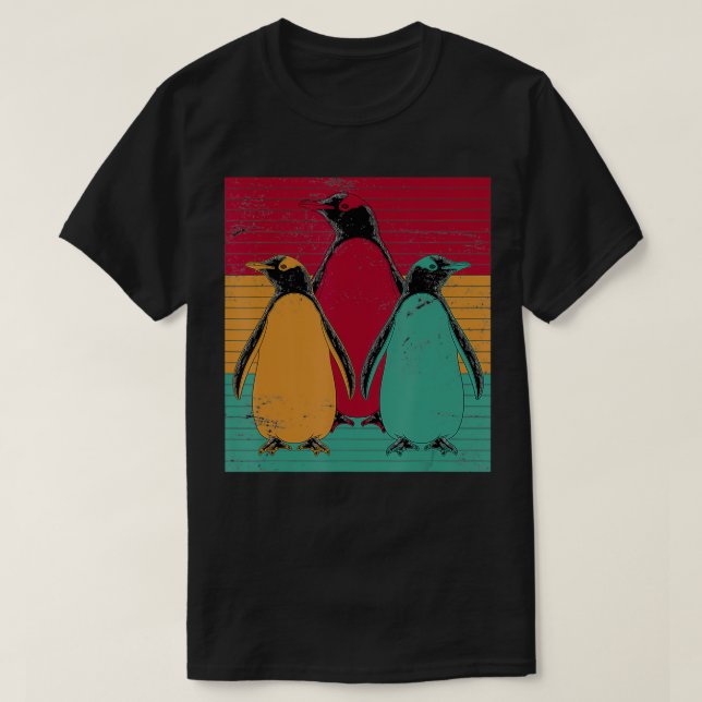 Camiseta Pinguins Animais Antártica Presente Zoo Animal Ret (Frente do Design)