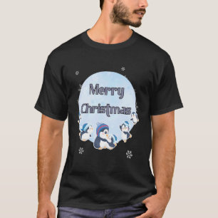 Camiseta Pinguins bonitos Feliz Natal