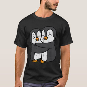 Camiseta Pinguins Casal Abraço Mulher Cuta Rapazes Meninas 
