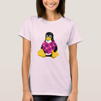 Camiseta Pinguins Casuais Cor-de-Rosa Original