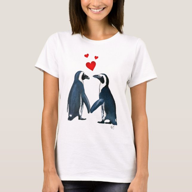 Camiseta Pinguins Com Corações De Amor (Frente)