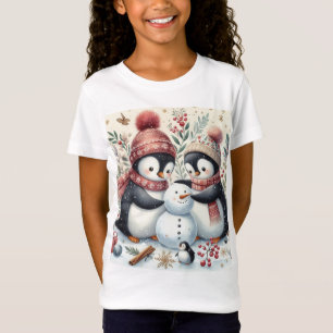 Camiseta Pinguins Construindo Um Homem De Neve