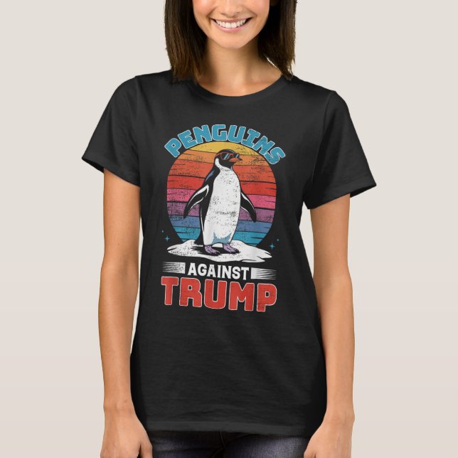 Camiseta Pinguins Contra Trump Penguin Flippers Up Anti Tr (Frente)