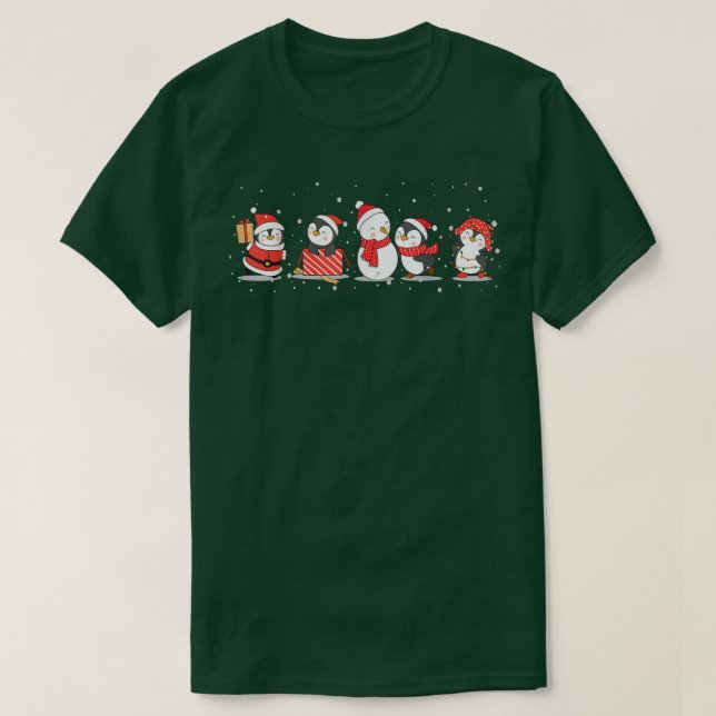 Camiseta Pinguins de Natal Feliz Natal Nova Yea (Frente do Design)