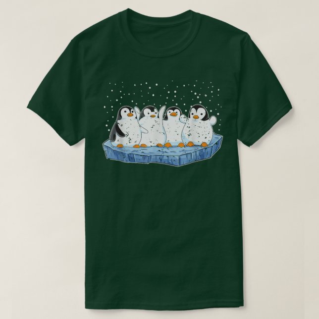 Camiseta Pinguins de Neve Zoo Animal Antártico Amante de os (Frente do Design)