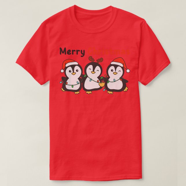 Camiseta Pinguins de Pinguim de Natal (Frente do Design)