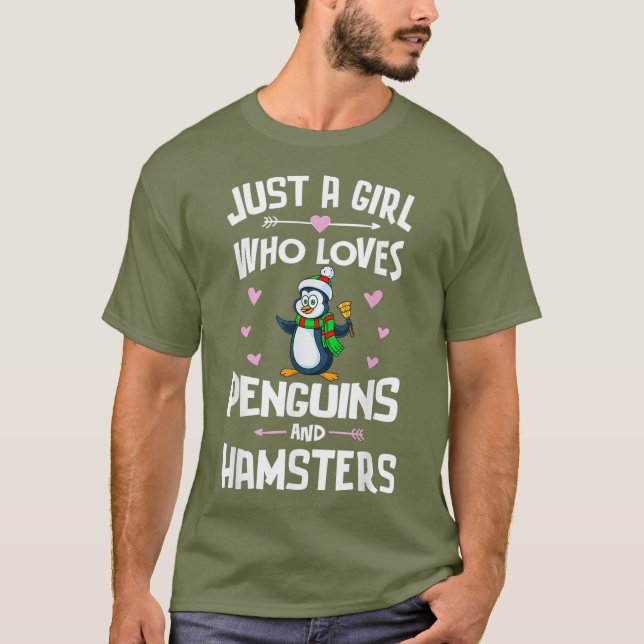 Camiseta Pinguins E Hamsters Camiseiros Garotas-Presente Mu (Frente)