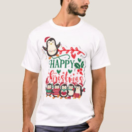 Camiseta Pinguins Felizes de Natal
