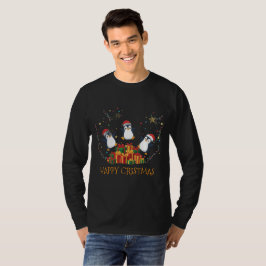 Camiseta Pinguins Felizes de Natal Presente Festa