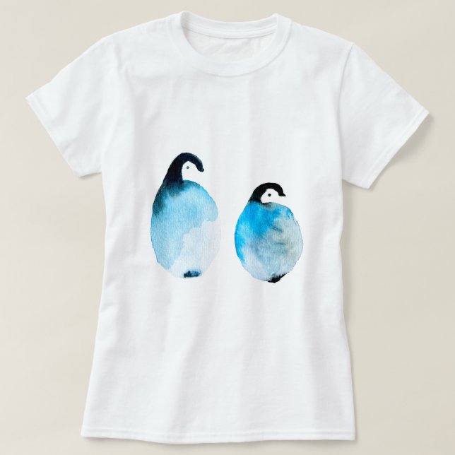 Camiseta Pinguins fofos aquarela (Frente do Design)