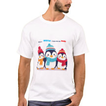 Pinguins Fofos de Inverno Nós Amamos o Inverno