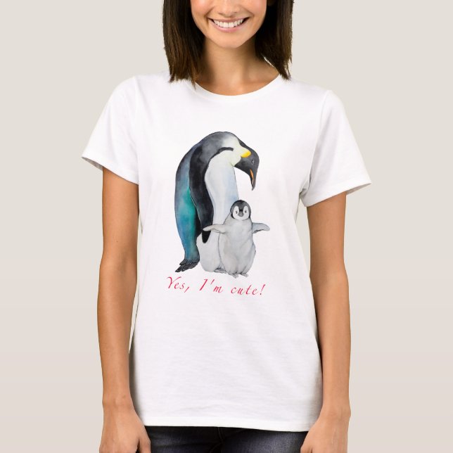 Camiseta Pinguins-imperadores em aquarela fofos (Frente)