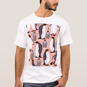 Camiseta Pinguins imperadores, filhotes, padrão decorativo 