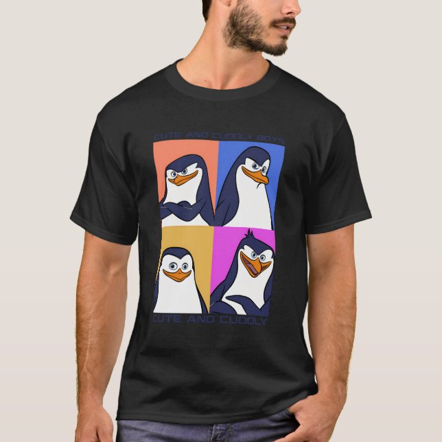 Camiseta Pinguins Madagáscar - Poster De Texto Cugado E Fof (Frente)