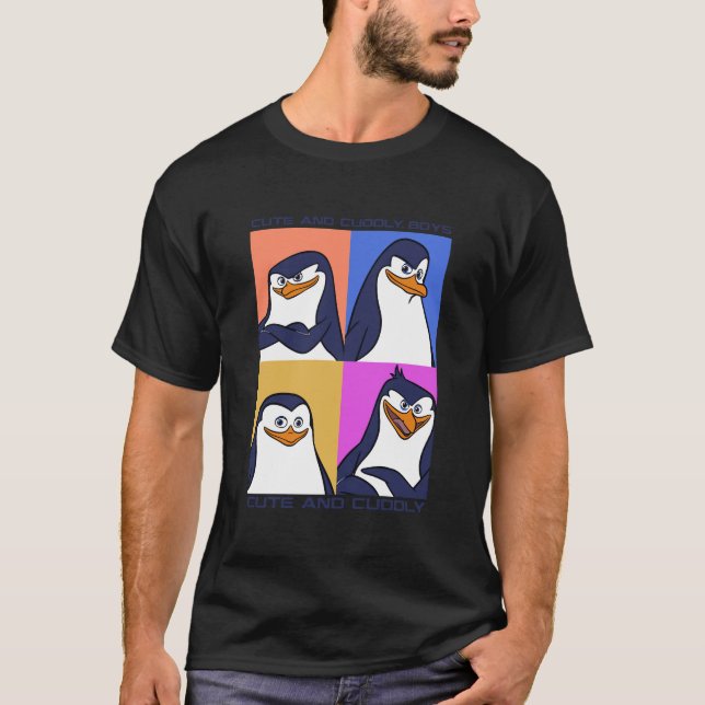 Camiseta Pinguins Madagáscar - Poster De Texto Cugado E Fof (Frente)