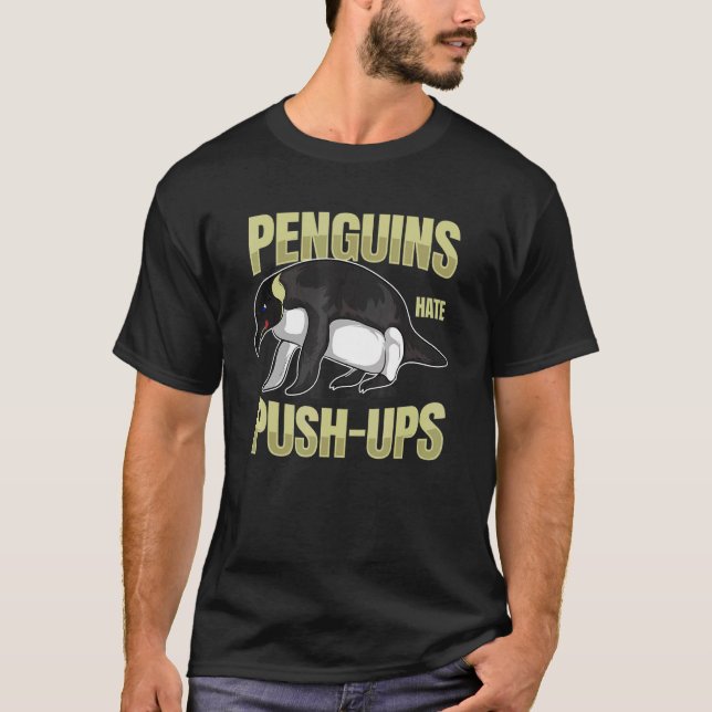 Camiseta Pinguins Odeiam Push Ups Zookeeper Malhação P (Frente)