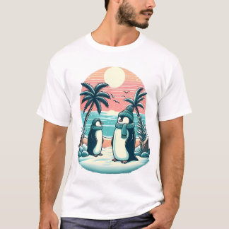 Camiseta Pinguins Tropicais – Vibrações de Férias de Invern