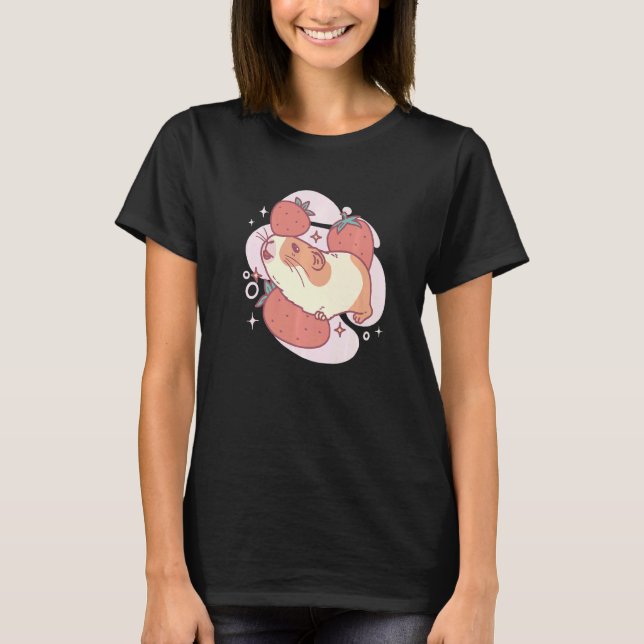 Camiseta Pinheiro-Da-Guiné E Morangos Morango-Morango Pet (Frente)