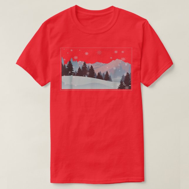 Camiseta Pinheiros De Inverno Em Época De Neve (Frente do Design)
