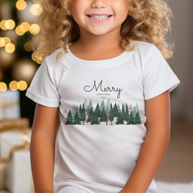 Camiseta Pinheiros verdes russos Feriado de Natal (Rustic green pine trees Christmas Holiday T-Shirt)
