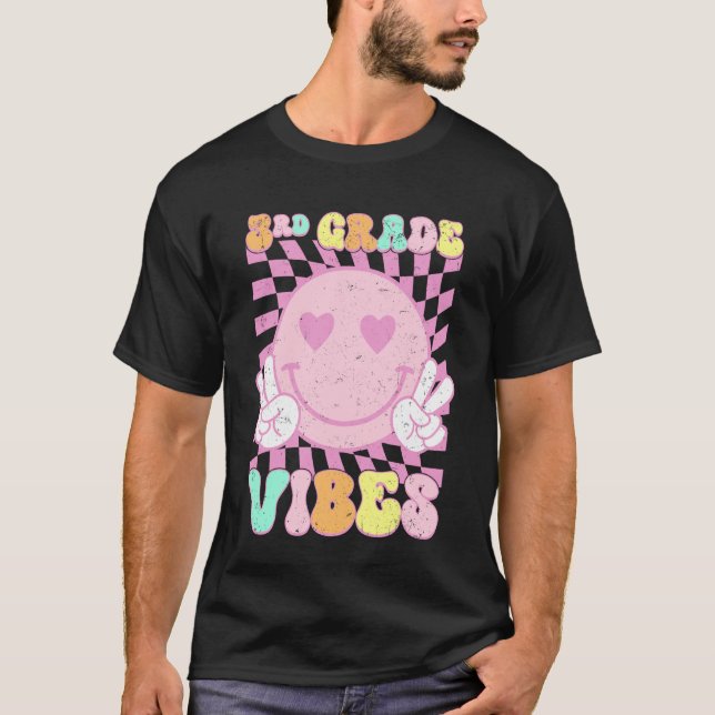 Camiseta Pink 3rd Grade Vibes Smile Face Back To School Thi (Frente)