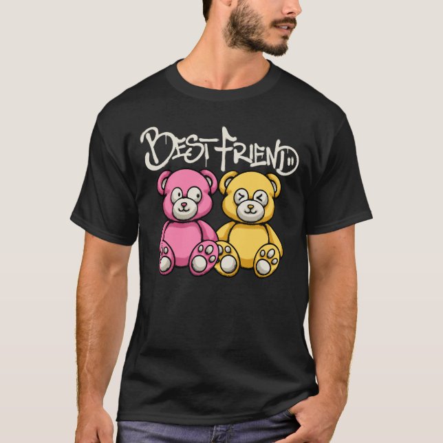Camiseta pink and yellow teddy bear streetwear (Frente)