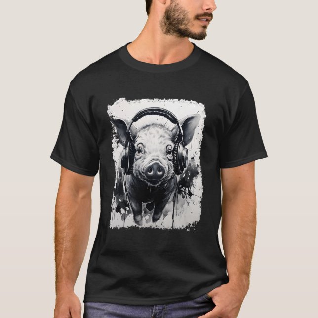 Camiseta Pink Art Splash Animal Pig (Frente)