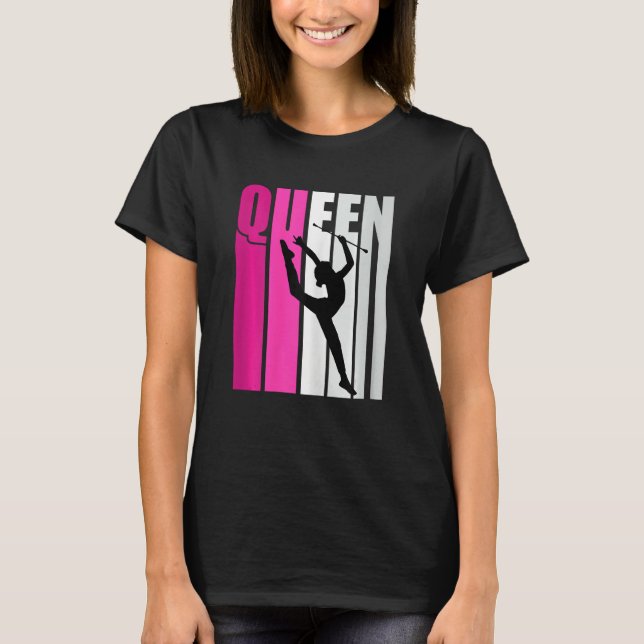 Camiseta Pink Baton Twirling Gymnast Queen Gymnastics Daugh (Frente)