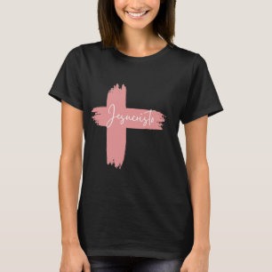 Camiseta Pink Black White Cross Jesucristo