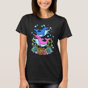 Camiseta Pink Blue Baby Dolphins Beach Summer Vaces