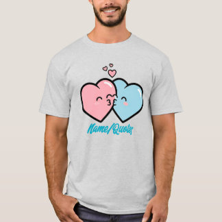 Camiseta Pink & Blue Hearts Kiss