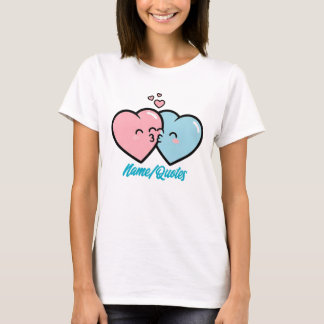 Camiseta Pink & Blue Hearts Kiss