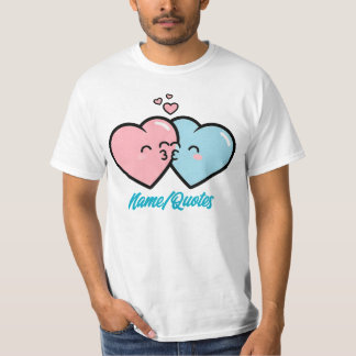 Camiseta Pink & Blue Hearts Kiss