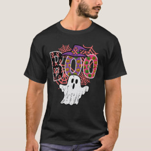 Camiseta Pink Boo Spider Web Ghost Halloween Mulheres