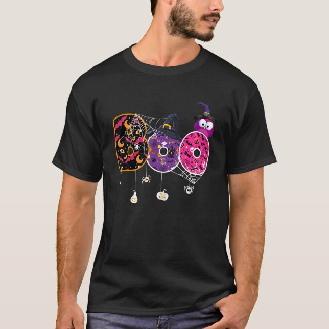 Camiseta Pink Boo Spider Witch Hat Cute Gir do Halloween (Frente)