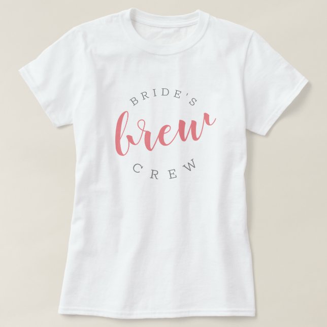 Camiseta Pink Brew Crew Brewery Tema Festa de Despedida de  (Frente do Design)