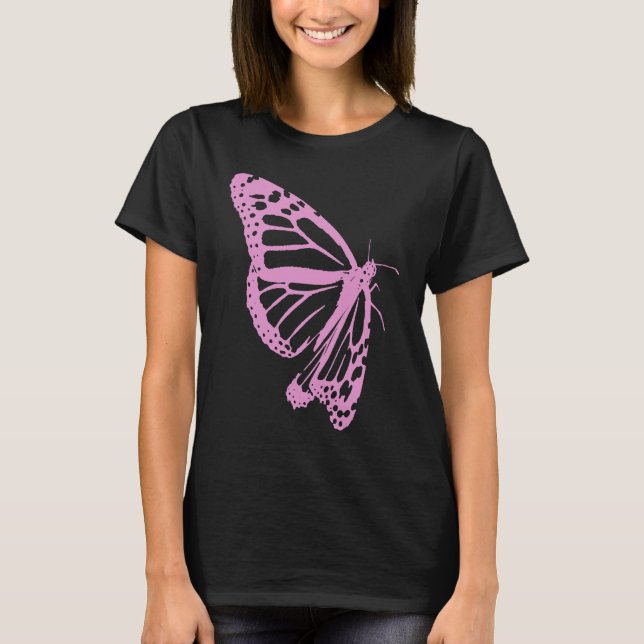 Camiseta Pink Butterfly Women's Artistic and Minimal Aesthe (Frente)