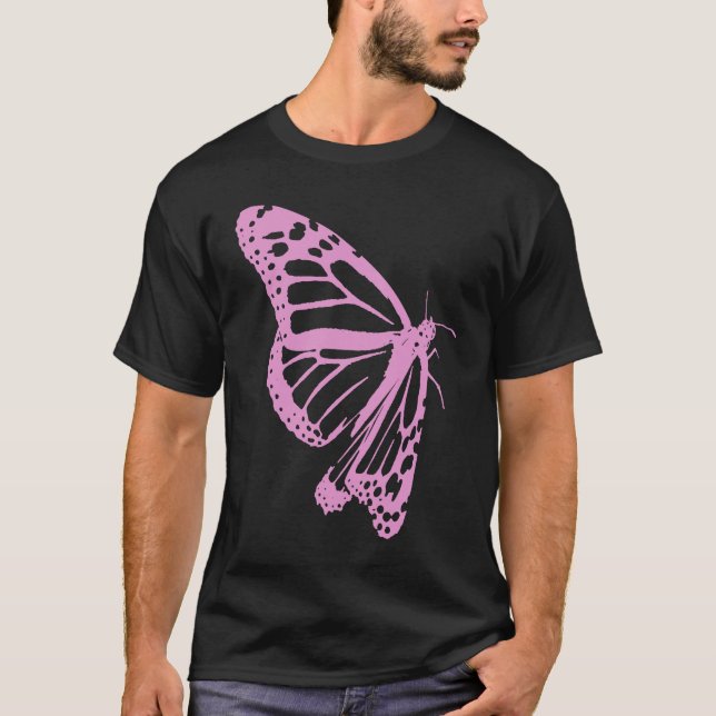 Camiseta Pink Butterfly Women's Artistic and Minimal Aesthe (Frente)