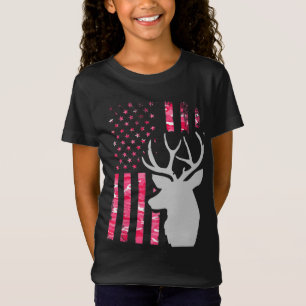 Camiseta Pink Camo American Flag Camouflage Buck Hunting Wo