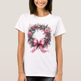 Camiseta Pink Christmas Wreath