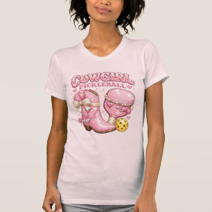Camiseta Pink Cowgirl Pickleball : Botas Coquette e Camiset