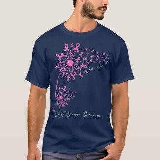 Camiseta Pink Dandelion Faith Hope ama o Cancer da mama