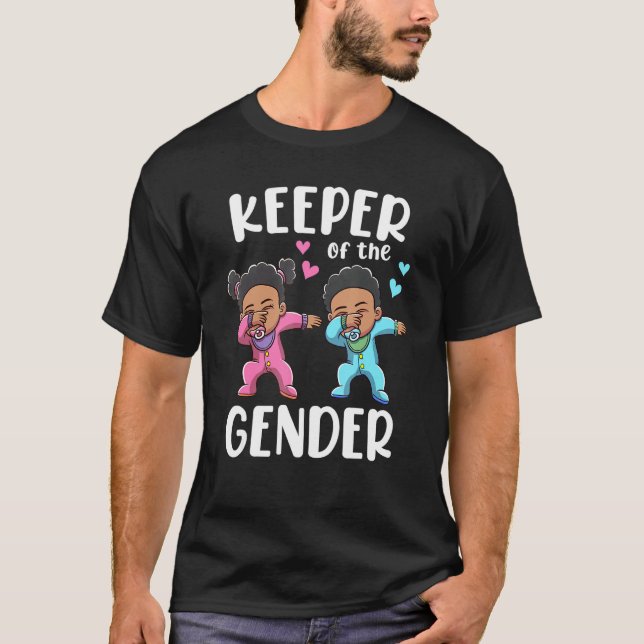 Camiseta Pink E Blue Keeper Do Partido Da Revenda De Gênero (Frente)