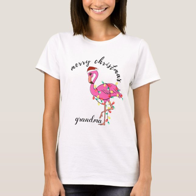 Camiseta Pink Flamingo Christmas Shirt for Women (Frente)