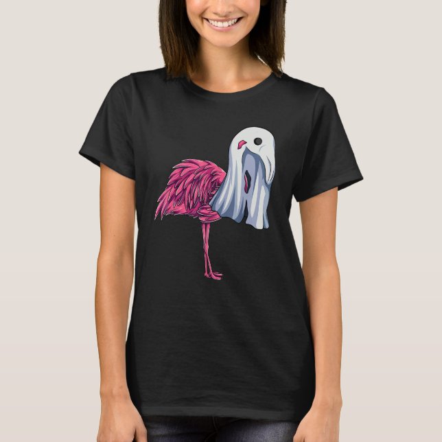 Camiseta Pink Flamingo Ghost   Cute Halloween Costume Women (Frente)