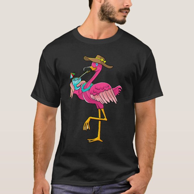 Camiseta Pink Flamingo Hawaiian Summer Tropical Luau Women  (Frente)